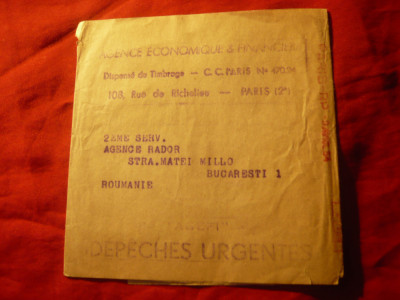 Banda pt periodice , cu marca fixa 6f circulat de la Paris la Agentia RADOR Bucu foto