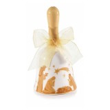 Clopotel Nasterea Domnului Craciun ceramica alba galbena 5x10 cm