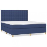 Cumpara ieftin Pat continental cu saltea, albastru, 160x200cm, material textil