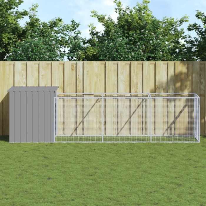 vidaXL Cușcă de c&acirc;ine &amp; țarc gri deschis 110x405x110cm oțel galvanizat 3189084