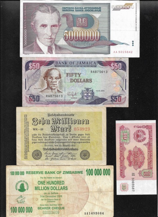 Set 5 bancnote de prin lume adunate (cele din imagini) #341
