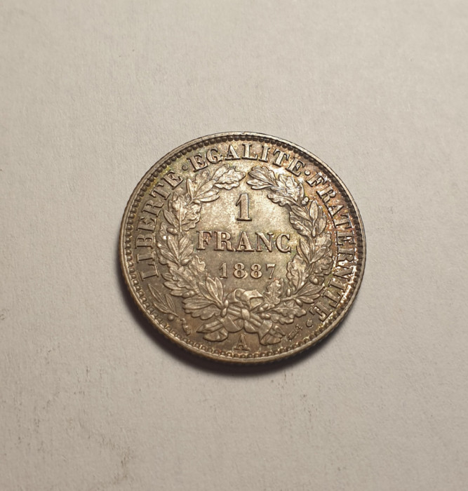 Franta 1 Franc 1887 A UNC Superb Piesa de Colectie