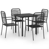 Cumpara ieftin Set mobilier de gradina, 5 piese, negru, sticla si otel
