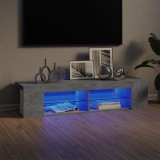 Comodă TV cu lumini LED, gri beton, 135x39x30 cm