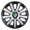 Set 4 capace roti Silver/black cu inel cromat R14 Compatibil Cu Skoda, Autohelix MSA