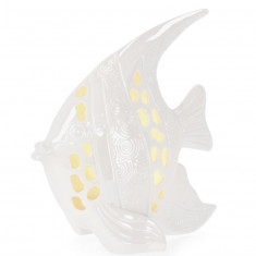 Decoratiune luminoasa Capri Porc Fish, Bizzotto, LED, 19.5 x 11.3 x 20.5 cm, portelan