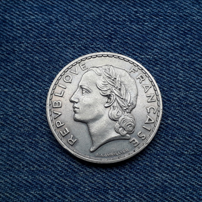 1j - 5 Francs 1933 Franta / franci foto