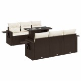 Cumpara ieftin Set canapele de gradina cu perne, 7 piese, maro, poliratan