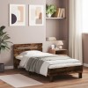 VidaXL Cadru de pat cu tăblie stejar fumuriu 75x190 cm lemn prelucrat