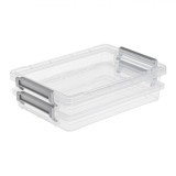 Set Cutiide Organizare, 2 Nivele, Transparent, Plastic, Dimensiuni 25.4x17.5x3cm, 2 Bucăți