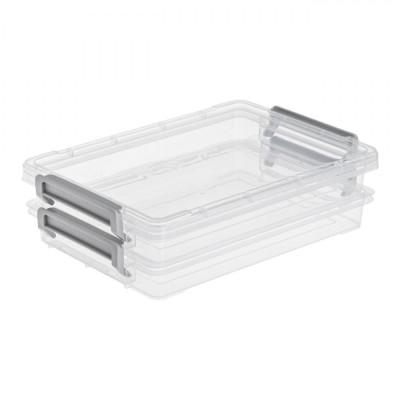 Set Cutiide Organizare, 2 Nivele, Transparent, Plastic, Dimensiuni 25.4x17.5x3cm, 2 Bucăți foto
