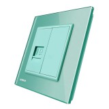 Cumpara ieftin Priza internet Livolo verde cu rama din sticla pentru perete