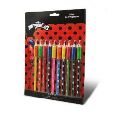 Set 10 creioane colorate Buburuza si Motan Noir Miraculous foto
