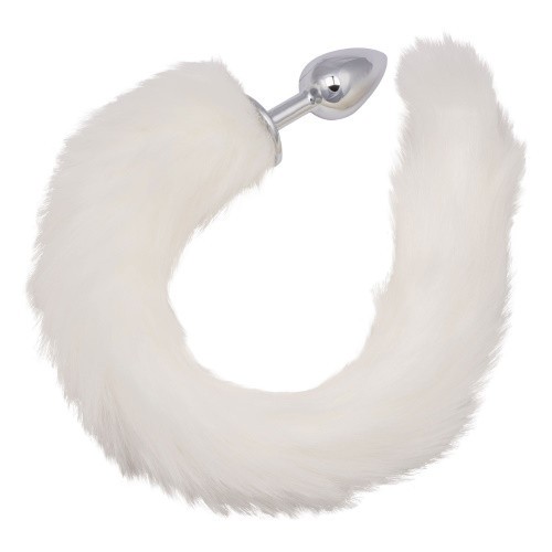 Dopuri anale cu codita - CalExotics Devin-o Salbatica Dop Anal cu Coada Alba Perfecta pentru Joc Intim Aventuros