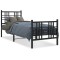 Cadru pat metalic cu tablii de cap/picioare, negru, 75x190 cm