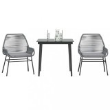 Gossi set de sufragerie de gradina 3 piese sticla poliratan gri