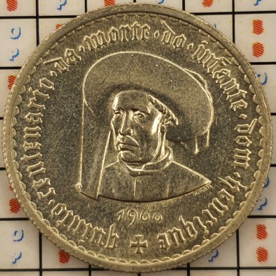 Portugalia 5 escudos 1960 argint - Prince Henry the Navigator - km 587 - A006 foto