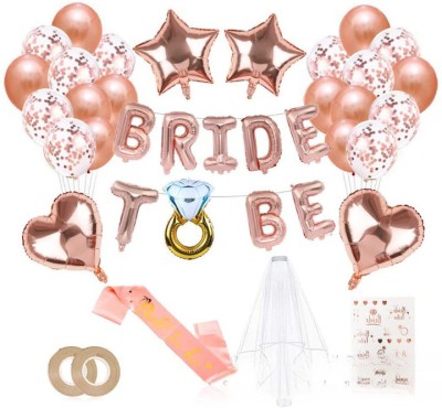 Set petrecerea burlacitelor, BRIDE TO BE, Baloane, Voal, Panglica, Tatuaje, Roz foto