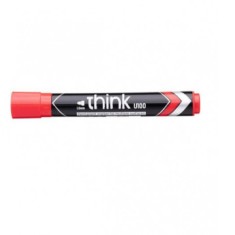 Marker Permanent Deli Think, Varf 1.5 mm, Rosu, Pentru Suprafete Multiple, 1 Buc, Cerneala Rosie pe Baza de Alcool, Markere Permanente cu Varf, Marker foto