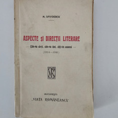 Carte veche 1921 N Davidescu Aspecte si directii literare 1914-1921