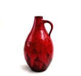 ulcior cu toarta ceramica de studio Hartwig Heyne anii &#039; 60 inaltime 29 cm fat lava glazura nuante de rosu decorativ MCM design