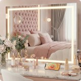 Oglindă machiaj albă 70x55 cm, cu iluminare LED și lupă X10