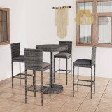 VidaXL Set mobilier bar de grădină cu perne, 5 piese, gri, poliratan