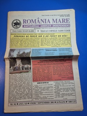 ziarul romania mare 7 septembrie 2001 - redactor sef corneliu vadim tudor foto