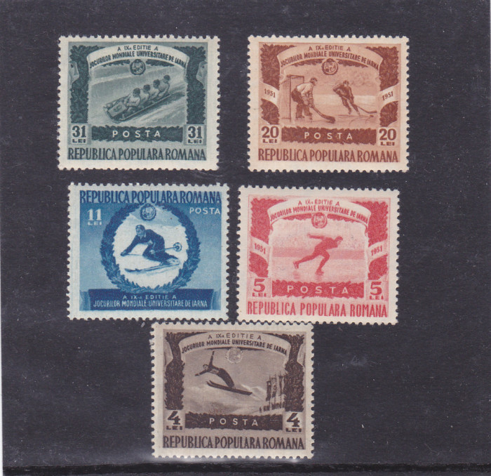 ROMANIA 1951 LP 275 JOCURI MONDIALE UNIVERSITARE SERIE MNH