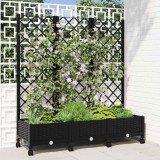 Cumpara ieftin Vaza de gradina cu spalier si roti Negru 120 x 40 x 131,5 cm PP