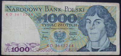 Bancnota 1000 ZLOTI / ZLOTYCH - POLONIA anul 1982 * cod 39 foto