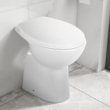 VidaXL Vas WC fără ramă, &icirc;nchidere silențioasă, + 7 cm, alb, ceramică