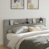 VidaXL Tăblie de pat cu dulap și LED, gri beton, 220x16,5x103,5 cm 839276