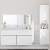 VidaXL Set mobilier de baie, 3 piese, alb extralucios, lemn compozit