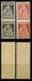 ROMANIA 1920 Asistenta Sociala timbre 25 si 50 ani erori perechi verticale nedantelate la mijloc, MLH