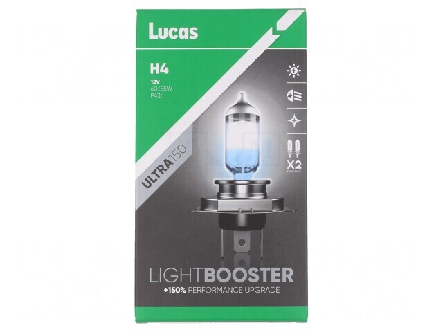 Lămpi auto H4 12V 60/55W 150% Alb x2