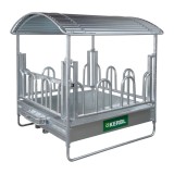 Iesle patrata Kerbl cu acoperis 12 locuri hrana cai bovine baloti rotunzi dreptunghiulari 2x2m galvanizata