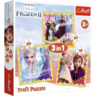 Puzzle Trefl 3 in 1, Frozen II, Ana si Elsa foto