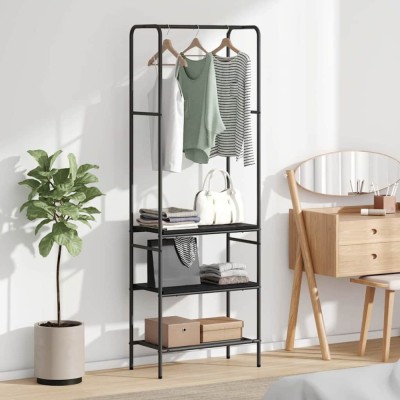 vidaXL Suport pentru haine cu rafturi Stejar negru 60 x 30 x 171 cm 868457 foto