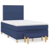 Cumpara ieftin Pat box spring cu saltea, albastru, 120x200 cm, textil