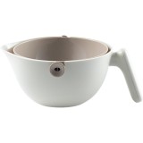 Bol cu doua straturi, flippy, pentru fructe, legume, cu cos de scurgere a apei, 2l, din abs+pp, 29.9 x 22.5 x 11.8 cm, alb - gri
