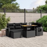 Cumpara ieftin Set canapele de grădină cu perne, 7 piese, negru, poliratan