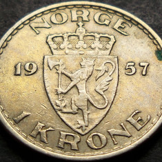 Moneda 1 COROANE / KRONE - NORVEGIA, anul 1957 * cod 413 A