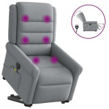 VidaXL Fotoliu electric masaj rabatabil cu ridicare, gri &icirc;nchis textil
