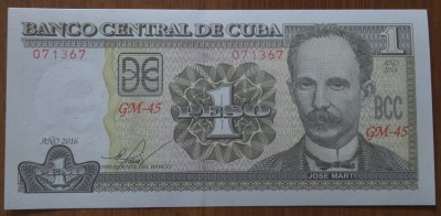 1 peso 2016 Cuba, UNC foto