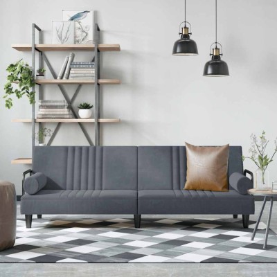 vidaXL Canapea extensibilă cu cotiere, gri &amp;icirc;nchis, catifea 351895 foto