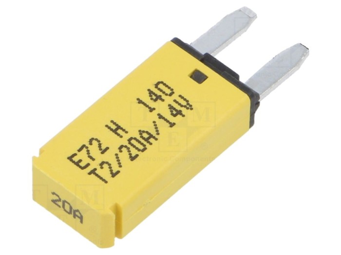 Siguranță termică 20A 12VDC auto 12,45mm E72