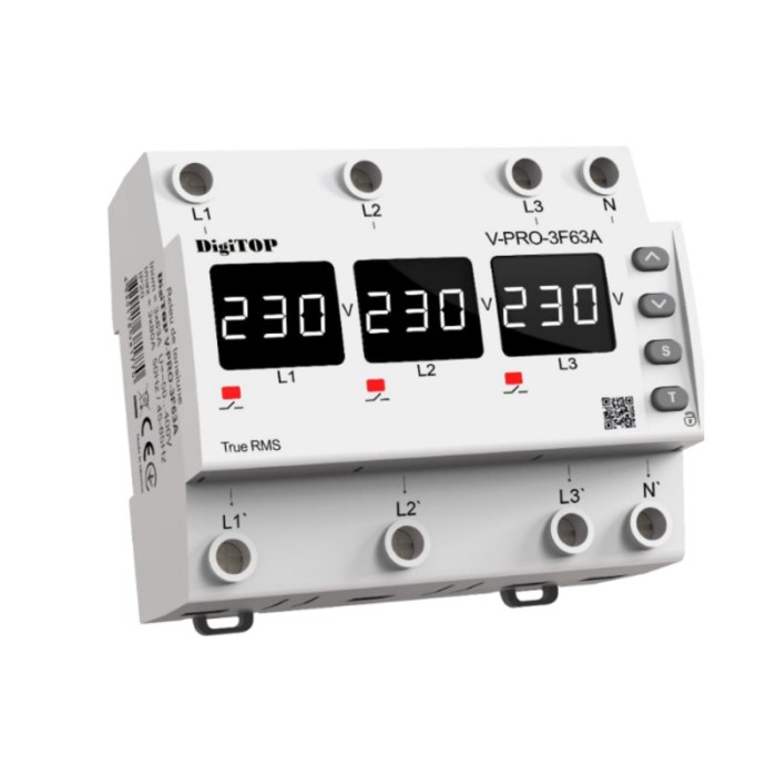 Releu de protectie tensiune trifazat 40A DigiTop V-PRO-3F40A
