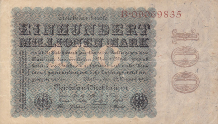 GERMANIA 100.000.000 marci 1923 VF+!!!