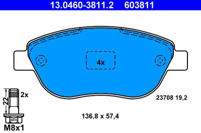 ATE 13.0460-3811.2 set placute frana,frana disc foto